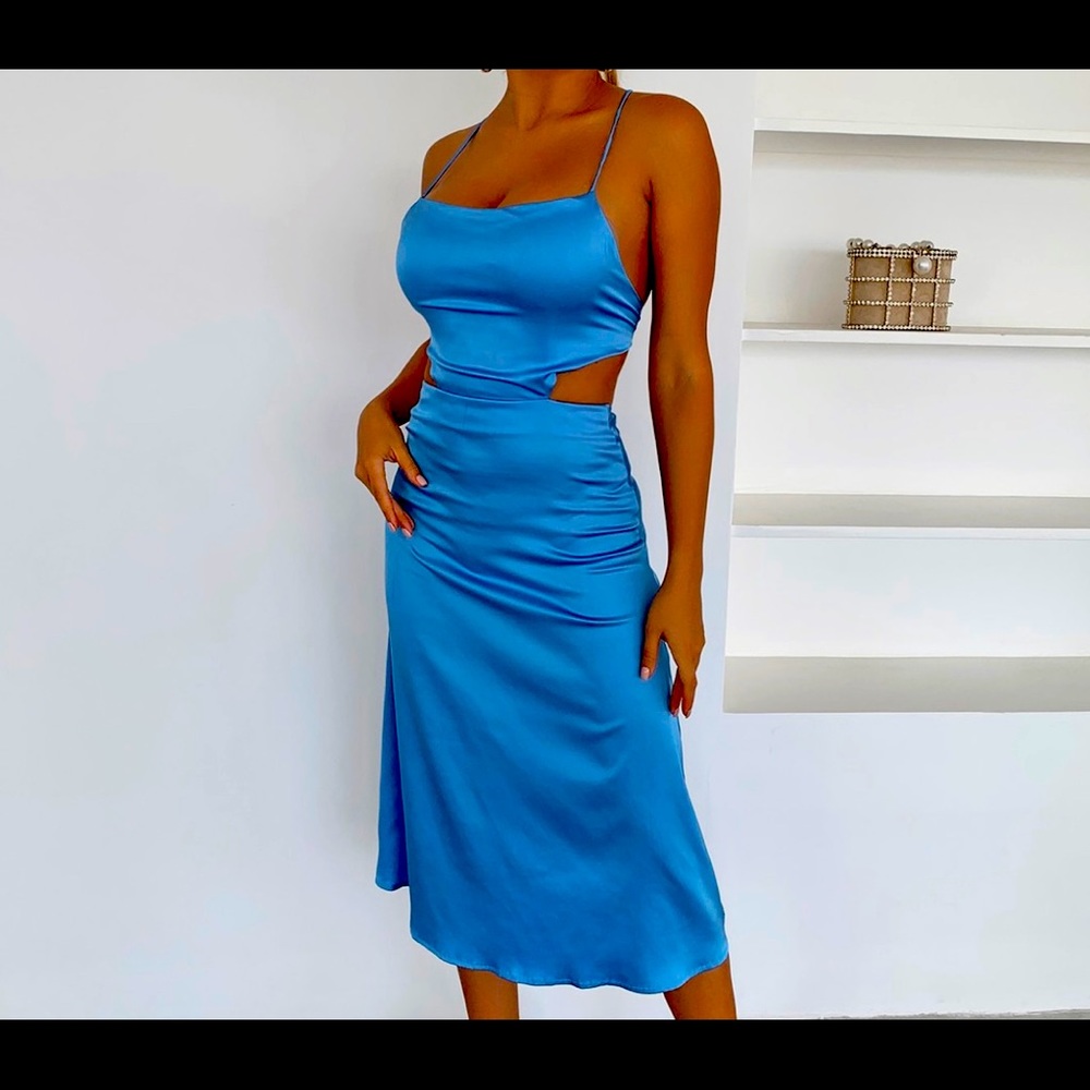 Bundle of sexy summer satin backless dresses Sz Lg